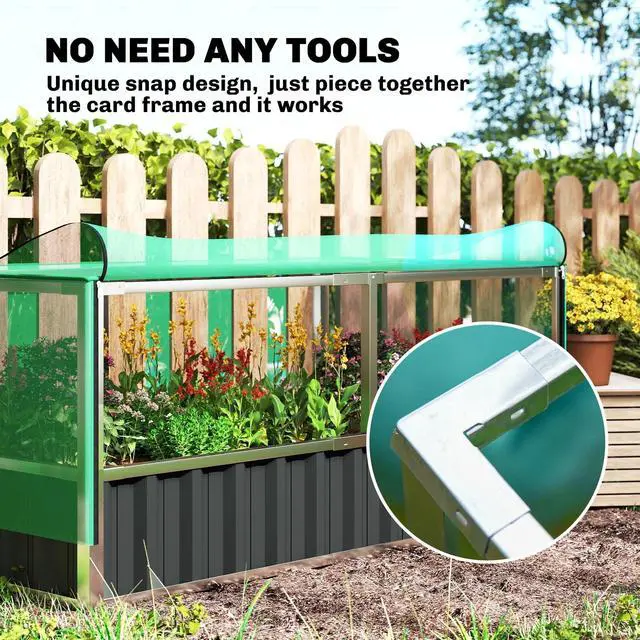 Alt view image 3 of 7 - Raised Garden Bed with Cover, Gloves Dark Grey