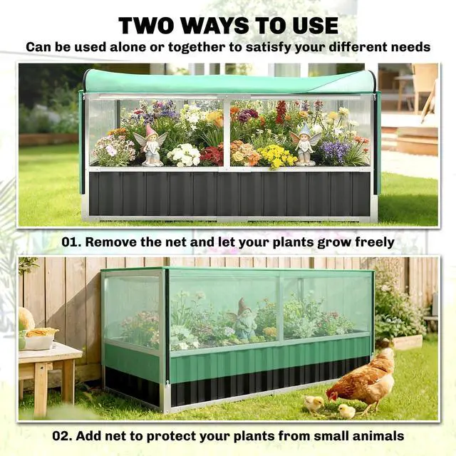 Alt view image 6 of 7 - Raised Garden Bed with Cover, Gloves Dark Grey