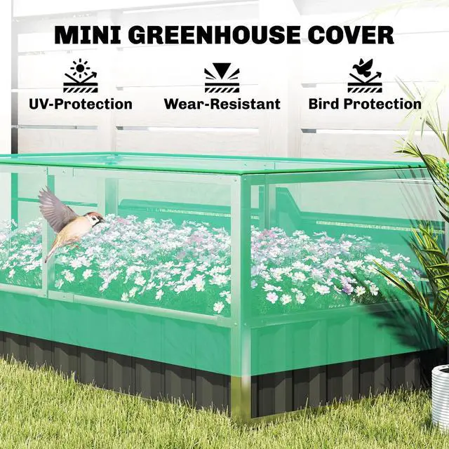 Alt view image 5 of 7 - Raised Garden Bed with Cover, Gloves Dark Grey