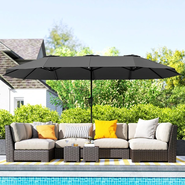 Main image of 13ft Double-Sided Patio Umbrella, Outdoor Parasol w/ Crank Handle