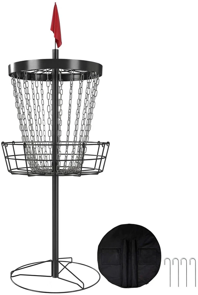 Alt view image 7 of 7 - Soozier 24-Chain Practice Basket for Disc Golf Target Stand Black & Silver