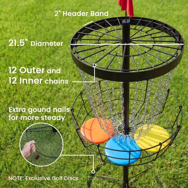 Alt view image 6 of 7 - Soozier 24-Chain Practice Basket for Disc Golf Target Stand Black & Silver