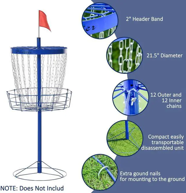 Alt view image 3 of 7 - 24-Chain Lightweight Portable Practice Basket for Disc Golf Target Stand w/ Bag