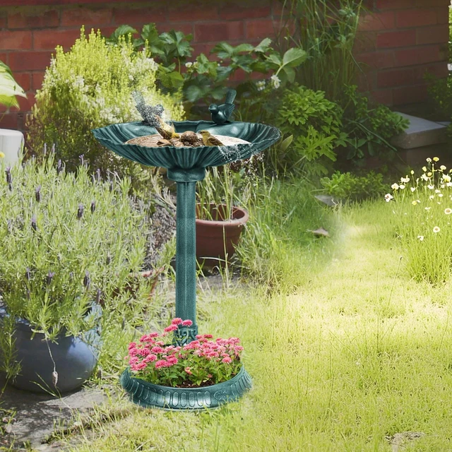 Main image of 32" Tall Antique Bird Bath with 2 Decorative Birds, Vintage Birdbath, Bronze