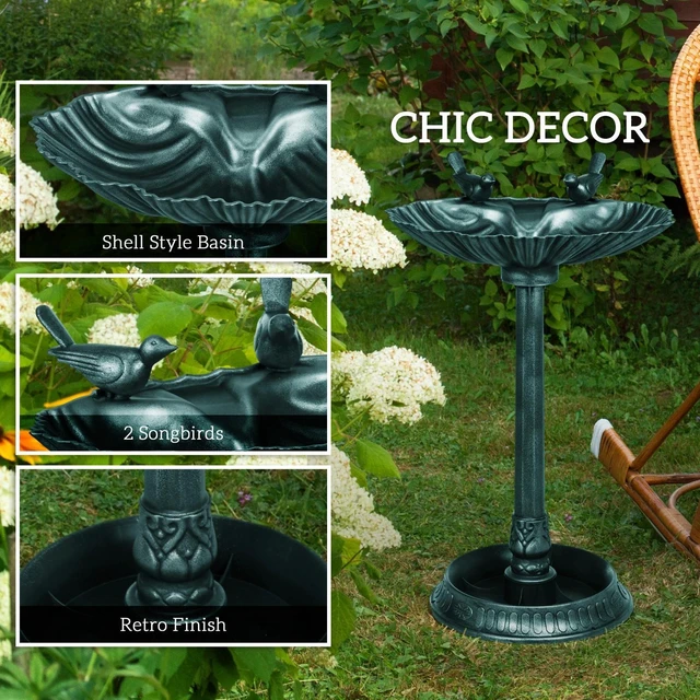 Alt view image 6 of 7 - 32" Tall Antique Bird Bath with 2 Decorative Birds, Vintage Birdbath, Bronze