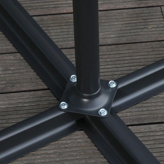 Alt view image 7 of 7 - 9.7ft Offset Patio Umbrella, Hanging Cantilever Parasol w/ Crank, Base, Black