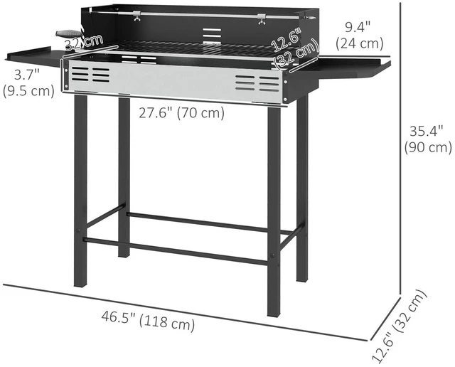 Alt view image 2 of 7 - BBQ Rotisserie Grill Roaster w/ 3-Level Grill Grate & Foldable Storage Shelves