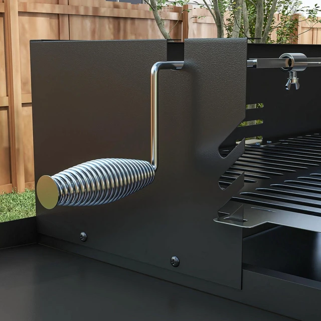 Alt view image 6 of 7 - BBQ Rotisserie Grill Roaster w/ 3-Level Grill Grate & Foldable Storage Shelves