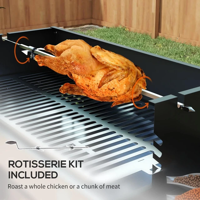 Alt view image 3 of 7 - BBQ Rotisserie Grill Roaster w/ 3-Level Grill Grate & Foldable Storage Shelves