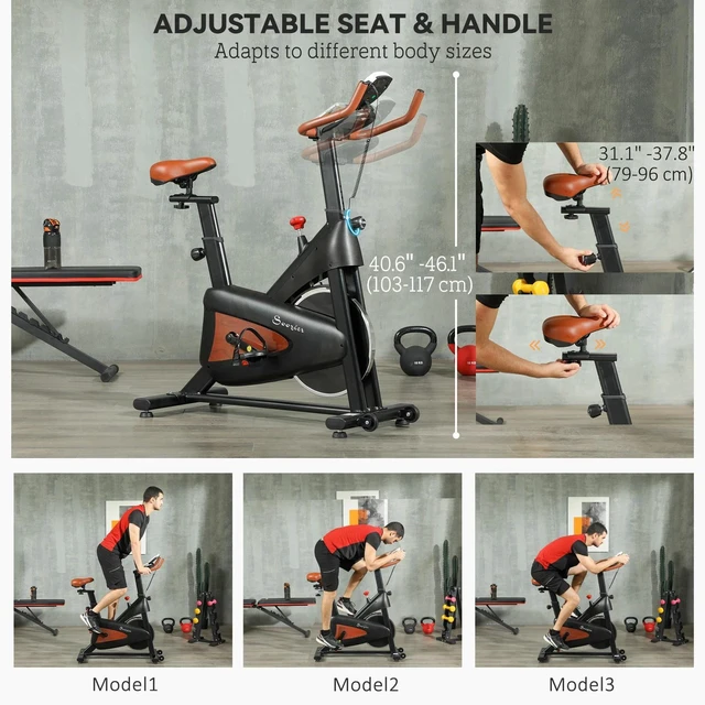 Alt view image 4 of 7 - Indoor Exercise Bike, Quiet Stationary Bike for Home Gym Cardio Workout, Black