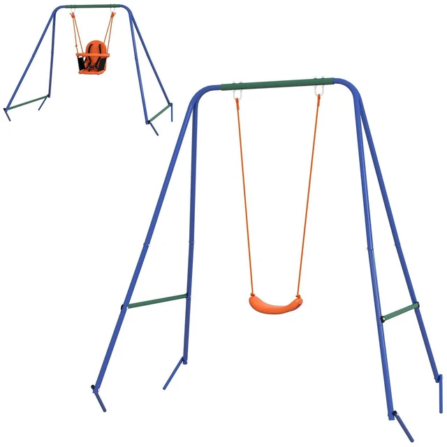 Main image of 2 In 1 Toddler Swing Set with Safety Harness for Baby, Kids