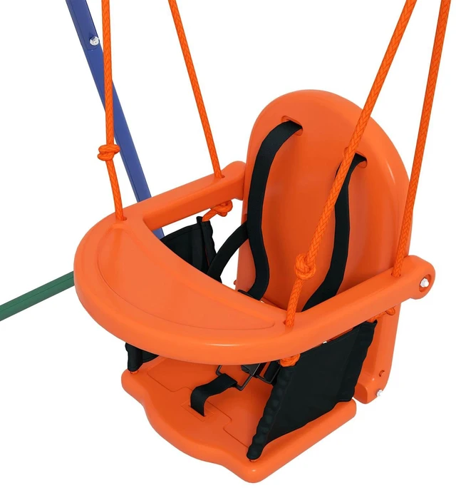 Alt view image 7 of 7 - 2 In 1 Toddler Swing Set with Safety Harness for Baby, Kids