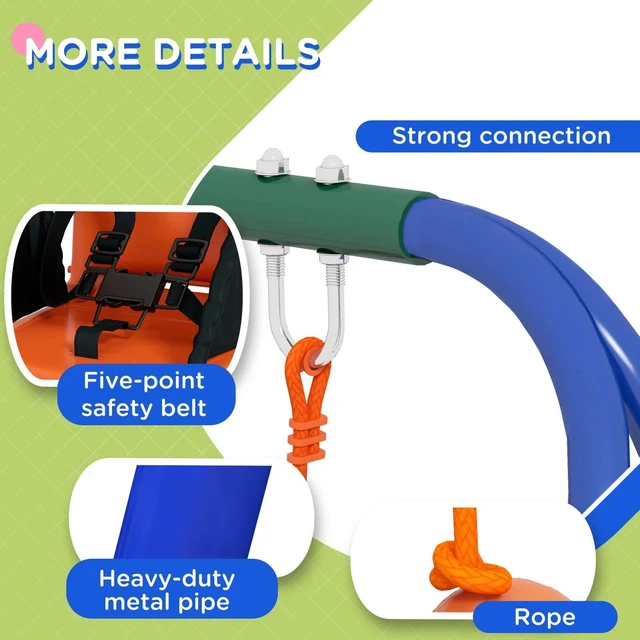 Alt view image 3 of 7 - 2 In 1 Toddler Swing Set with Safety Harness for Baby, Kids