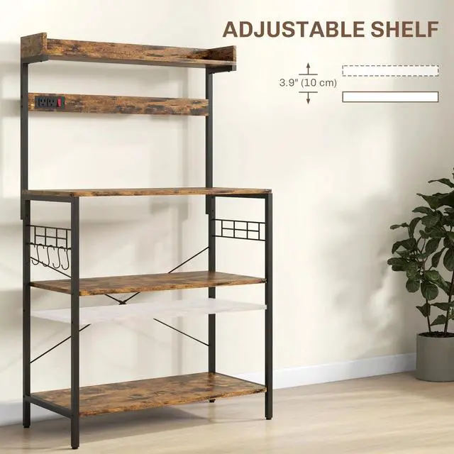 Alt view image 4 of 7 - Kitchen Bakers Rack with Storage, Power Outlet, USB Charger