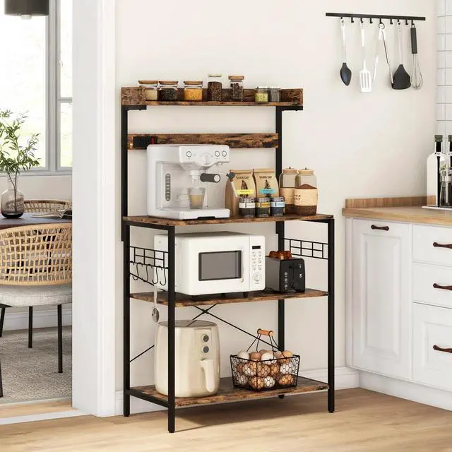 Main image of Kitchen Bakers Rack with Storage, Power Outlet, USB Charger