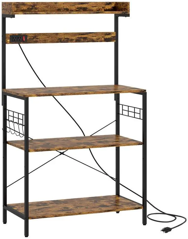 Alt view image 7 of 7 - Kitchen Bakers Rack with Storage, Power Outlet, USB Charger