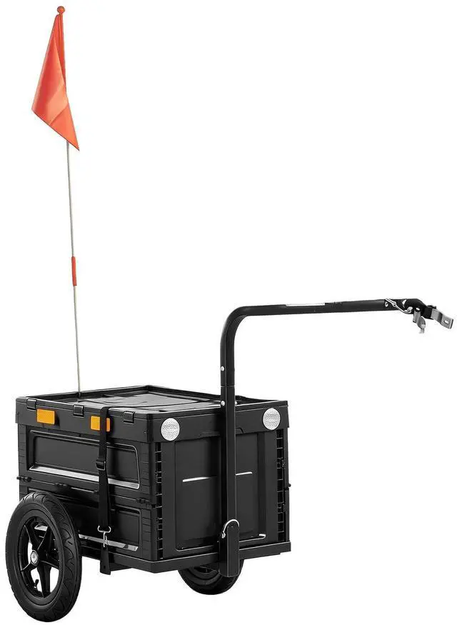 Alt view image 7 of 7 - Soozier Bike Trailer, 17 Gal Bike Cargo Trailer with Foldable Storage Box