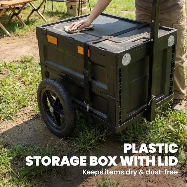 Alt view image 6 of 7 - Soozier Bike Trailer, 17 Gal Bike Cargo Trailer with Foldable Storage Box