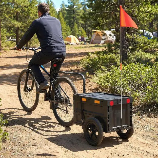 Main image of Soozier Bike Trailer, 17 Gal Bike Cargo Trailer with Foldable Storage Box