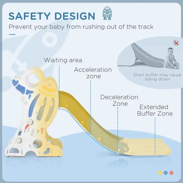 Alt view image 2 of 7 - Toddler Slide Indoor for Kids 1.5-3 Years Space Theme, Blue