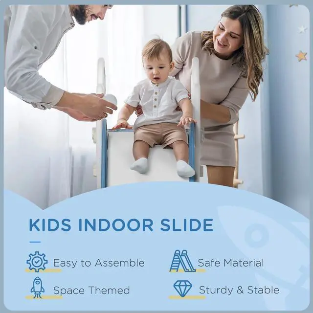 Alt view image 6 of 7 - Toddler Slide Indoor for Kids 1.5-3 Years Space Theme, Blue