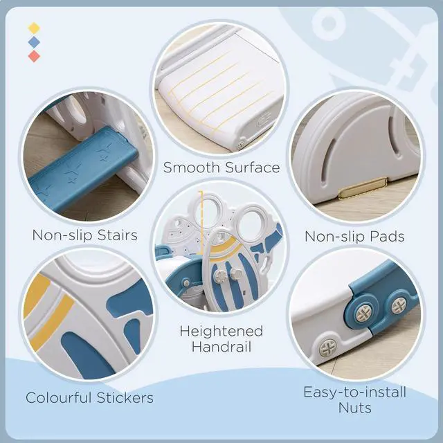 Alt view image 3 of 7 - Toddler Slide Indoor for Kids 1.5-3 Years Space Theme, Blue