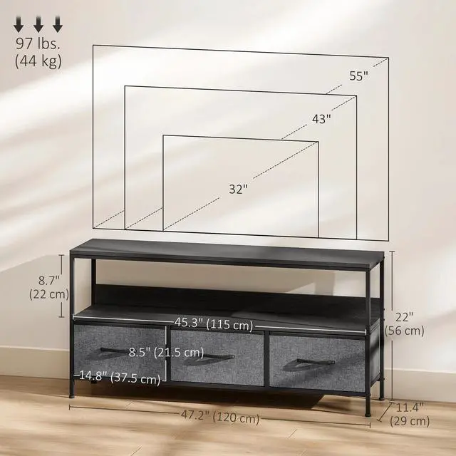 Alt view image 2 of 7 - TV Stand with Charging Station and Storage
