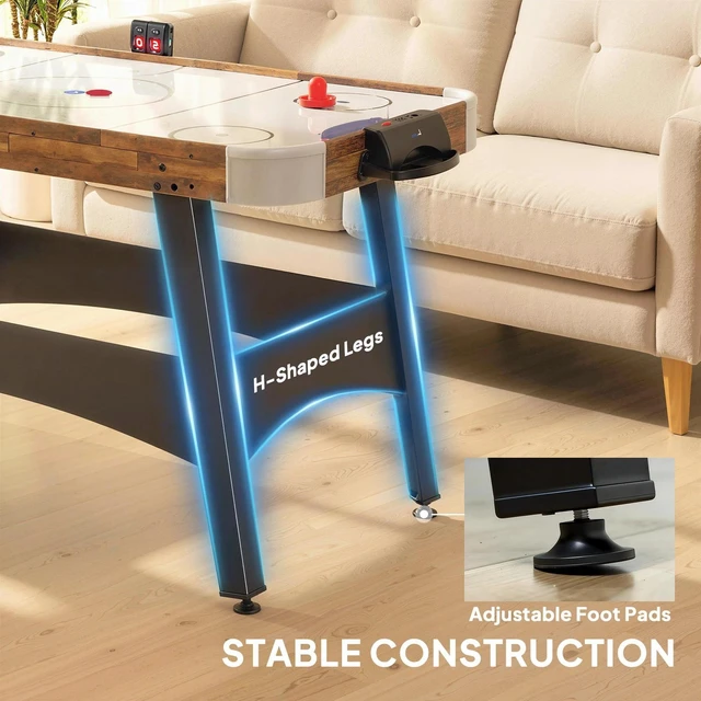 Alt view image 3 of 7 - Soozier 61" Air Hockey Table with LED Scoreboard, Pushers, Pucks