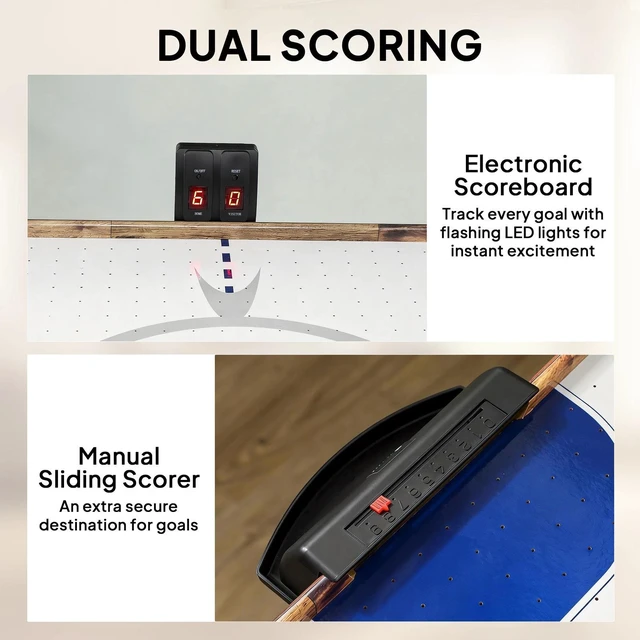Alt view image 4 of 7 - Soozier 61" Air Hockey Table with LED Scoreboard, Pushers, Pucks