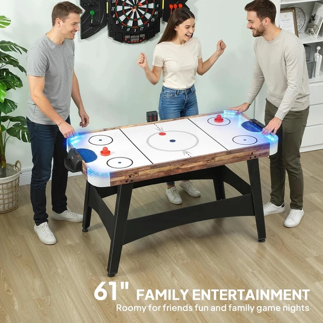Alt view image 7 of 7 - Soozier 61" Air Hockey Table with LED Scoreboard, Pushers, Pucks