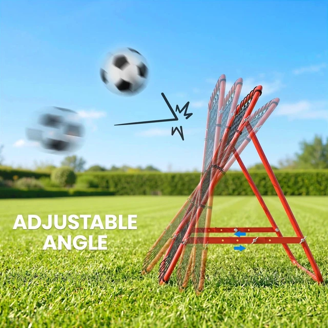 Alt view image 4 of 7 - Rebounder Net Football Training Aid Soccer Kickback Target Goal Play Red
