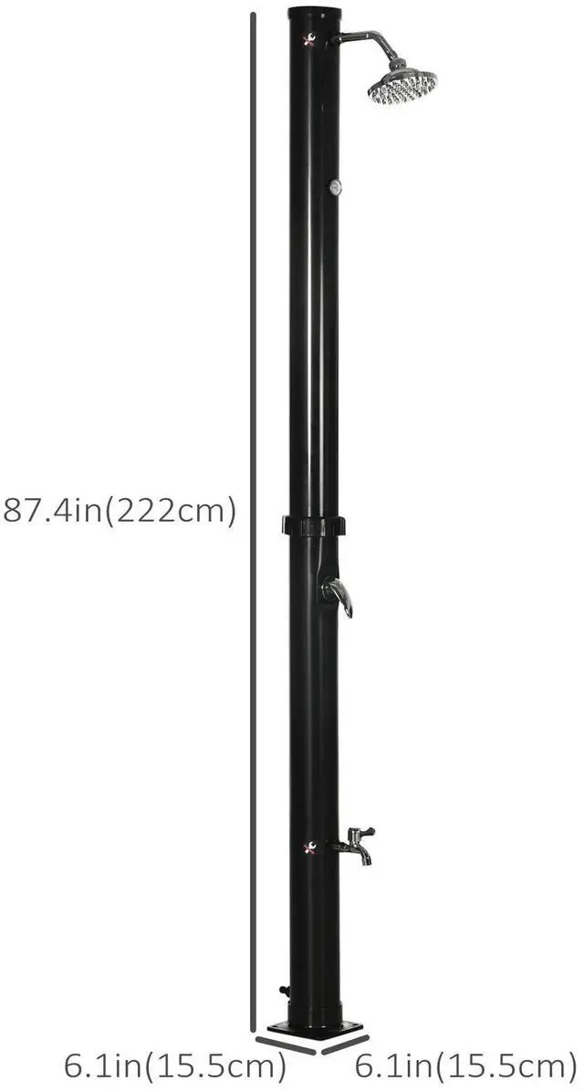 Alt view image 2 of 7 - Solar Shower with Rotating Rainfall, Outdoor Shower for Backyard, Black