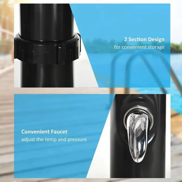 Alt view image 5 of 7 - Solar Shower with Rotating Rainfall, Outdoor Shower for Backyard, Black