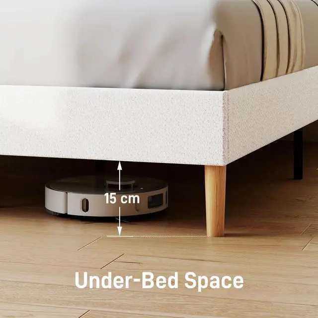 Alt view image 7 of 7 - Queen Bed Frame with Adjustable Headboard Platform Bed Frame White