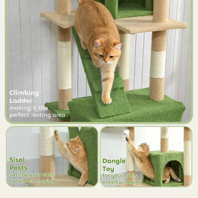 Alt view image 6 of 7 - Multi-Level Cat Tree Scratching Post Tower Condo Furniture Beige