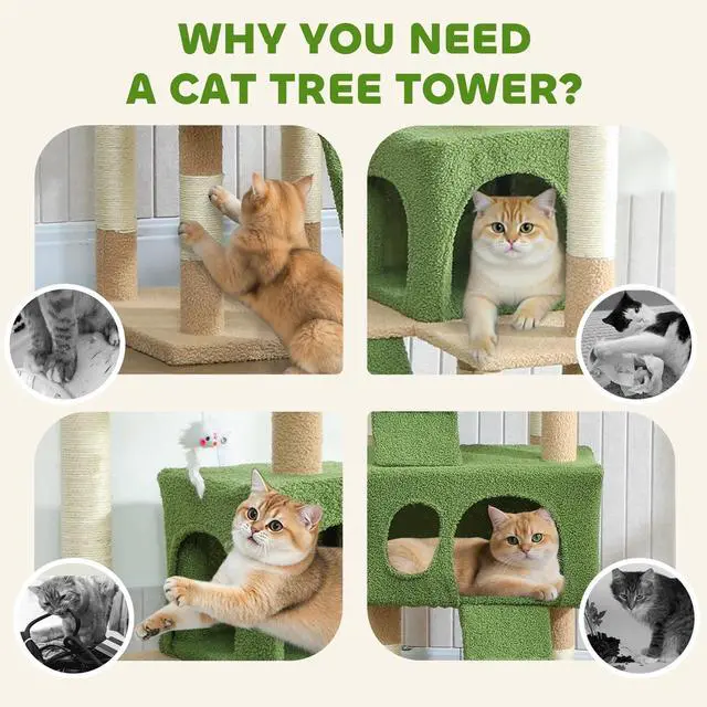 Alt view image 7 of 7 - Multi-Level Cat Tree Scratching Post Tower Condo Furniture Beige