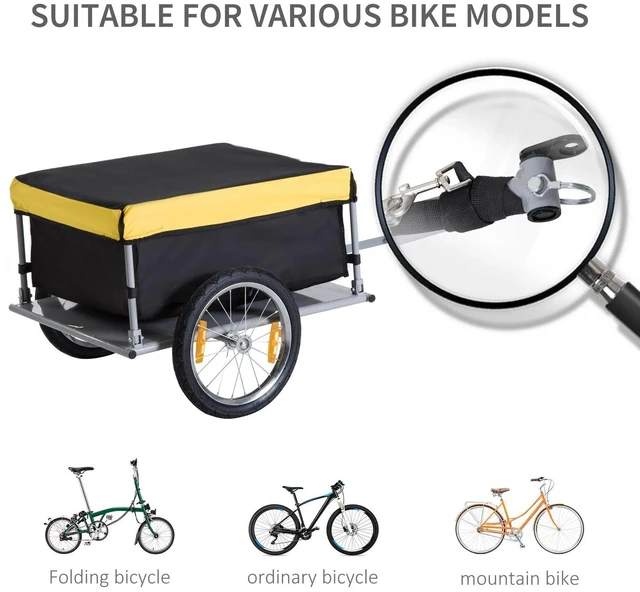 Alt view image 4 of 7 - Bicycle Bike Cargo Trailer Garden Utility Cart Carrier Tool w/ Rain Cover