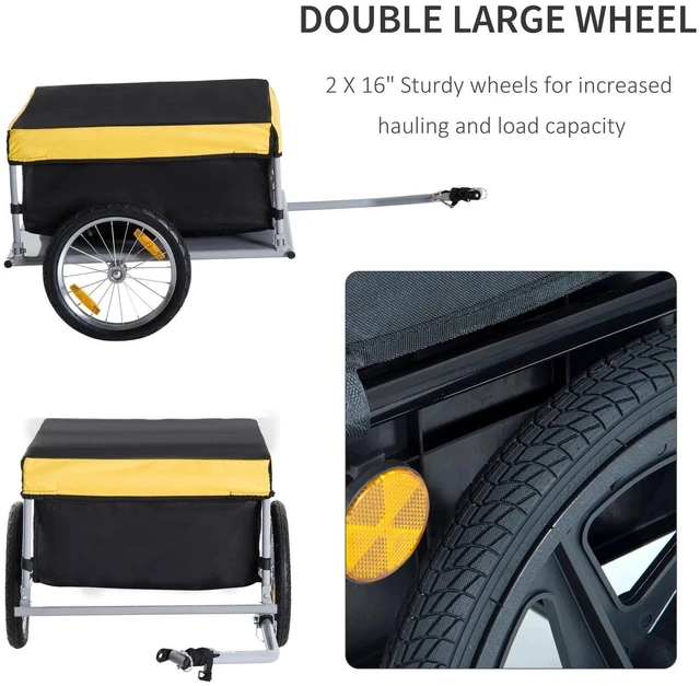 Alt view image 6 of 7 - Bicycle Bike Cargo Trailer Garden Utility Cart Carrier Tool w/ Rain Cover