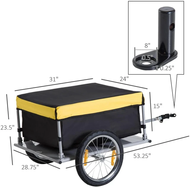 Alt view image 2 of 7 - Bicycle Bike Cargo Trailer Garden Utility Cart Carrier Tool w/ Rain Cover