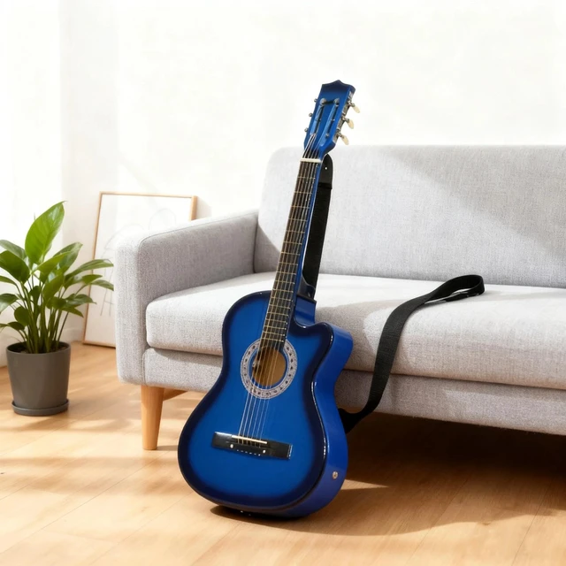 Main image of 38 Inch Full Size Classical Acoustic Electric Guitar w/Case, Blue