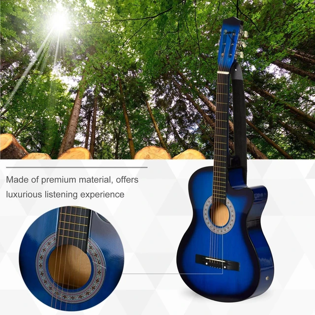 Alt view image 6 of 7 - 38 Inch Full Size Classical Acoustic Electric Guitar w/Case, Blue