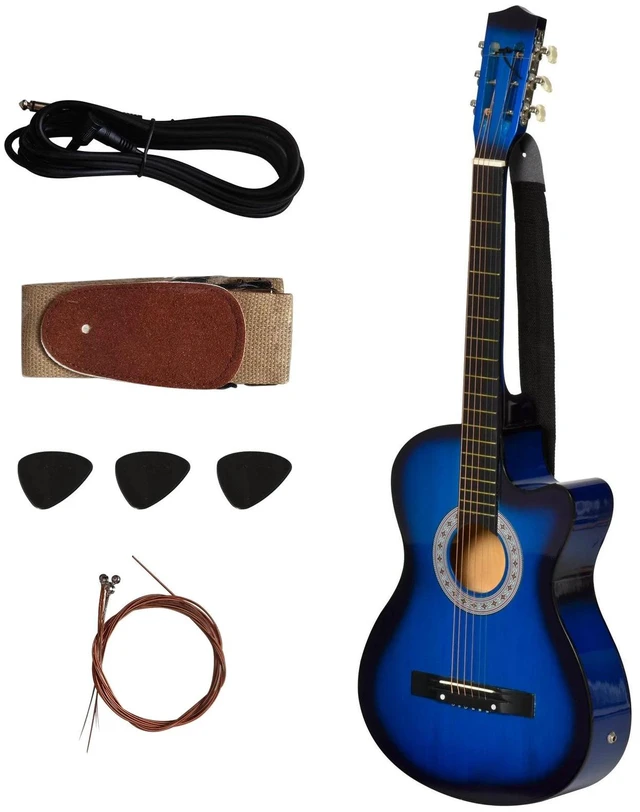 Alt view image 7 of 7 - 38 Inch Full Size Classical Acoustic Electric Guitar w/Case, Blue
