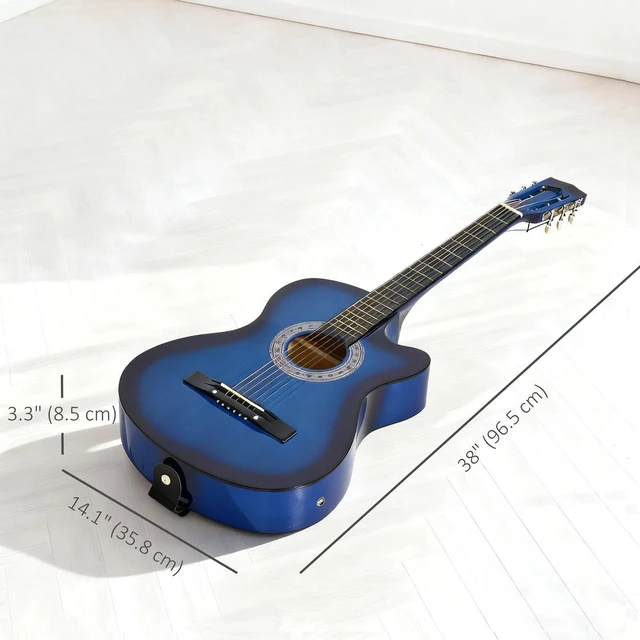 Alt view image 2 of 7 - 38 Inch Full Size Classical Acoustic Electric Guitar w/Case, Blue