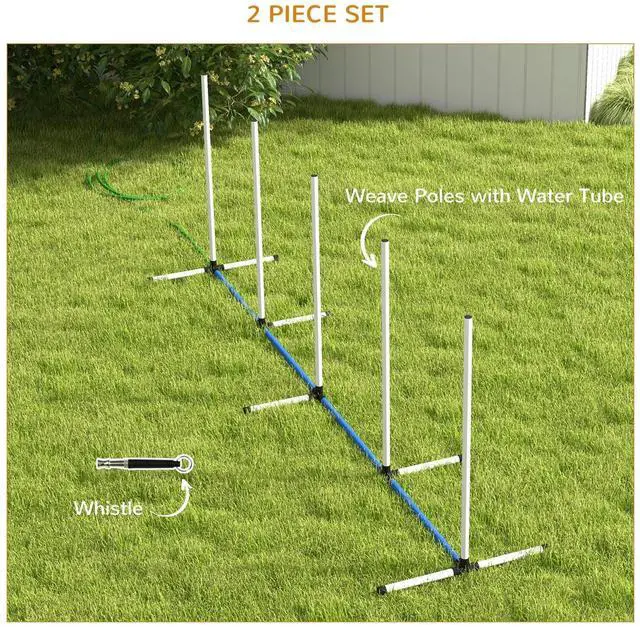 Alt view image 4 of 7 - 2PCs Dog Agility Kit with Weave Poles, Spray Water Tube