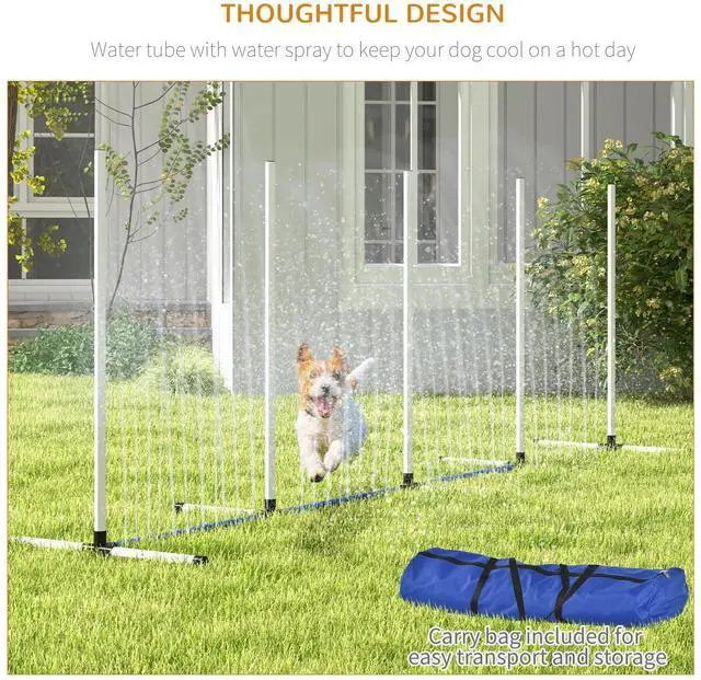 Main image of 2PCs Dog Agility Kit with Weave Poles, Spray Water Tube
