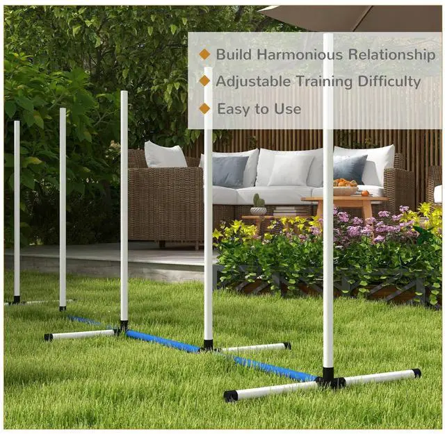 Alt view image 3 of 7 - 2PCs Dog Agility Kit with Weave Poles, Spray Water Tube