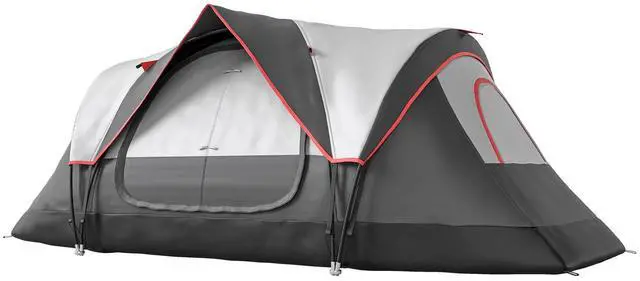 Alt view image 7 of 7 - 6 Person Tent with 2 Bedroom, Rainfly, Dark Grey,Camping Tent