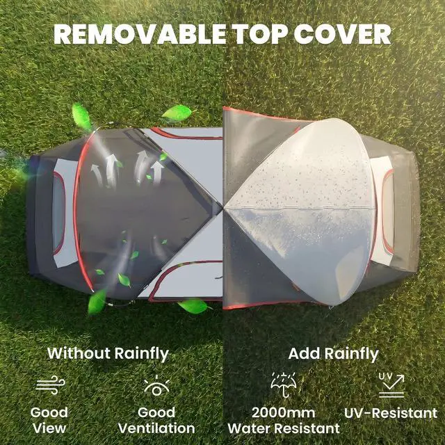 Alt view image 3 of 7 - 6 Person Tent with 2 Bedroom, Rainfly, Dark Grey,Camping Tent