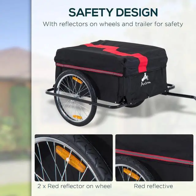 Alt view image 3 of 7 - Folding Bike Cargo Trailer w/ Rain Cover Bicycle Large Carrier Cart Yard Patio