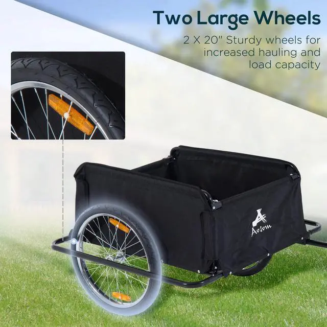 Alt view image 5 of 7 - Folding Bike Cargo Trailer w/ Rain Cover Bicycle Large Carrier Cart Yard Patio